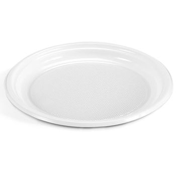 Platos Hondos Redondos 100 Unidades De Plastico Ø22 Cm Blancos