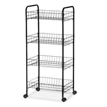 Carrito De Cocina Con Ruedas, Metal Y Plastico, 40.5x27x82.5cm, Negro