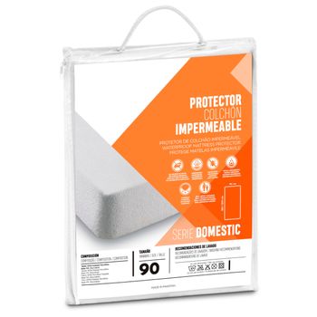 Protector De Colchon Impermeable, Poliéster Microfibra, 90 Cm, Blanco