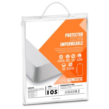 Protector De Colchon Impermeable, Poliéster Microfibra, 105 Cm, Blanco