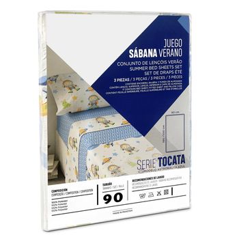 Sabana Infantil Estampada, 3 Piezas 90x190cm, Microfibra, Astronauta
