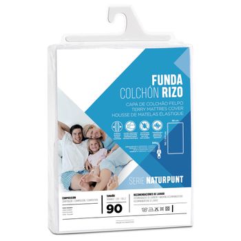 Funda De Colchon Rizo Con Cremallera, Poliéster, 90x190 Cm, Blanco