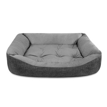 Cama De Perro, Terciopelo, Interior Fibras De Algodón, Grande, Gris