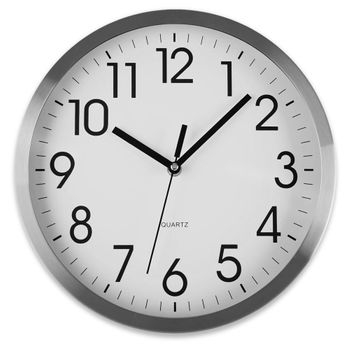 Reloj De Pared Analógico, Aluminio, Blanco-plateado, Silencioso, 20 Cm