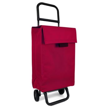 Carro Compra Plegable Impermeable, Poliéster, 22x38x100cm, 48l, Rojo