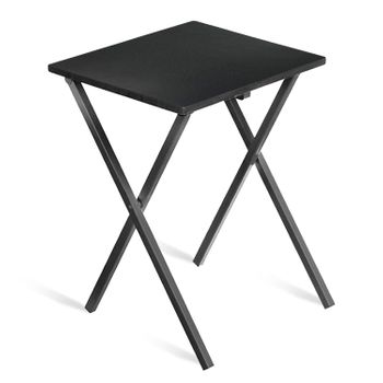 Mesa Auxiliar Plegable, 34x40x50 Cm, Terraza, Madera Y Metal, Negro