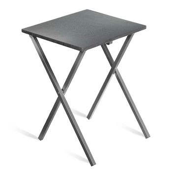 Mesa Auxiliar Plegable, 34x40x50 Cm, Terraza, Madera Y Metal, Gris