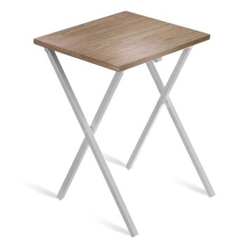 Mesa Auxiliar Plegable, 34x40x50 Cm, Terraza, Madera Y Metal, Nordico