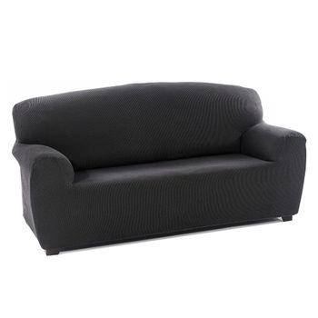 Funda Sofa, Poliéster, Algodón Y Elastano, Gris Oscuro, 3 Plazas