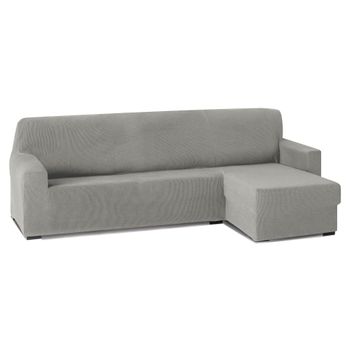 Funda Sofa Chaise Longue, Poliéster, Gris Claro, Brazo Corto Rústica Drc