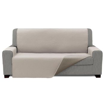 Cubre Sofa Acolchado, Reversible, Beige Y Crudo, 2 Plazas