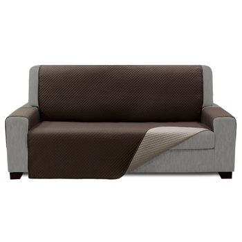 Cubre Sofa Acolchado, Reversible, Marrón Y Beige, 2 Plazas