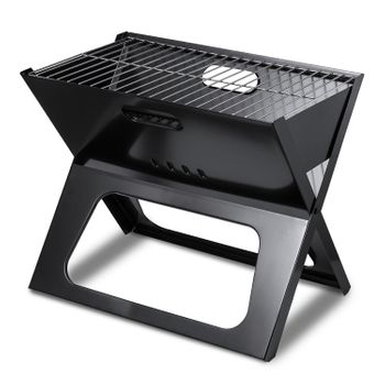 Barbacoa Plegable Portátil, Acero Inoxidable, 28,5x44x36,7 Cm, Negro