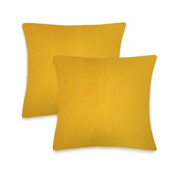 Pack 2 Fundas De Cojin, Loneta Resistente, Amarillo, 50 X 50 Cm