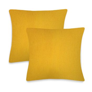 Pack 2 Fundas De Cojin, Loneta Resistente, Amarillo, 60 X 60 Cm