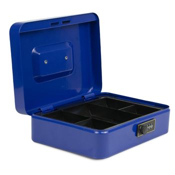 Caja Caudales, Cerradura De Combinación, 18x25x9cm, Acero Aleado, Azul