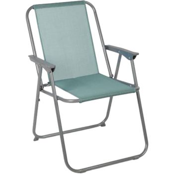 Silla Plegable Con Reposabrazos, Acero, Asiento De Lona 75x53x43 Cm