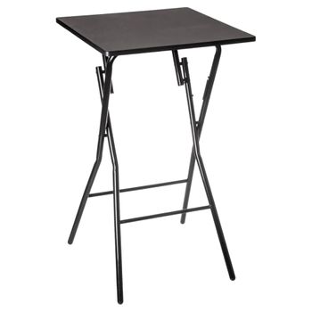 Mesa Alta De Bar, Plegable, Acero Y Mdf, 60x60x103 Cm, Negro