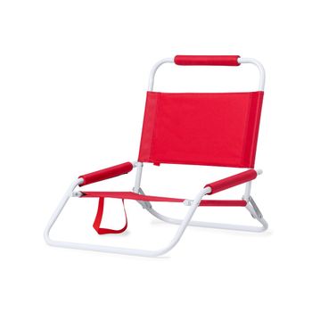 Silla De Playa Plegable, Metal, Asas, Acolchada, 48x63x52 Cm, Rojo