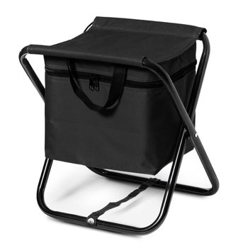 Silla Plegable Con Asas Y Nevera, Aluminio, 26x32x34 Cm, Negro