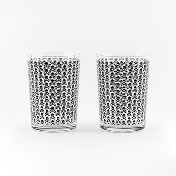 Scalpers Home | Vasos De Cristal Transparente | Juego De 2 Vasos De Sidra | Capacidad De 520 Ml | Diseño Con La Calavera Fabricados En Cristal