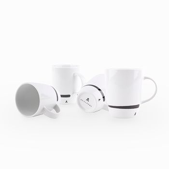 Scalpers Home | Set De 4 Tazas De Porcelana | 330 Ml | Color Blanco | Fabricadas En Porcelana | Diseño Con Asa Lateral Y Detalle De La Calavera