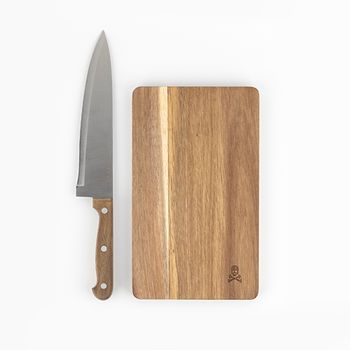 Scalpers Home | Set Cuchillo De Cocina Y Tabla De Cortar| 100% Acero Inoxidable |mango De Madera | Tabla De Madera