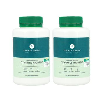 Planeta Huerto | Pack 2x Citrato De Magnesio 120 Caps - Suplemento De Magnesio Para Energía Y Salud Óptima - Citrato De Magnesio Sin Gluten, Vegano Y Sin Lactosa