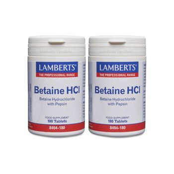 Pack 2 X Betaína Hcl 324mg/pepsina 5mg Lamberts, 180 Tabletas