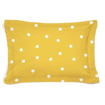 Funda Cuadrante Topos Amarillo -  50x70 (con Volante Y Flap)