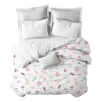 JUEGO SÁBANAS HEYA HEXAGONO CAMA 135 CM C/ROSA 3 PIEZAS - La Dama Decoración