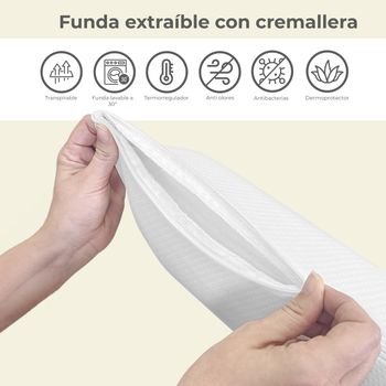 Almohada Viscoelástica  120 X 40 Cm Aloe Vera Premium | Máximo Confort Y Excelente Adaptabilidad Con Propiedades Antiestrés