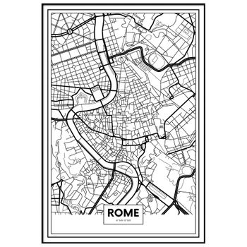 Cuadro Metacrilato Enmarcado Mapa De Ciudad Roma 21x30cm