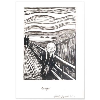 Cuadro Aluminio Edvard Munch 21x30cm El Grito Blanco Y Negro