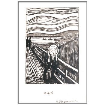 Metacrilato Enmarcado Edvard Munch 35x50cm El Grito Blanco Y Negro