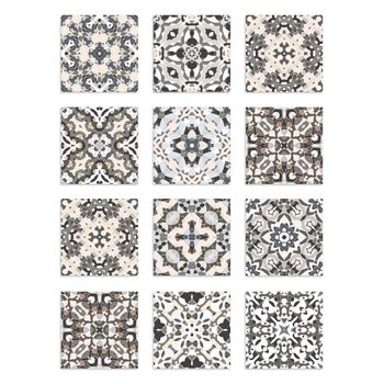 Azulejos Adhesivos Gris 100x10cm Pack De 8 Baldosa Hidráulico Oriental