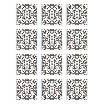 Azulejos Adhesivos Gris 10x10cm Pack De 72 Azulejo Hidráulico Tipo Oriental