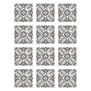 Azulejos Adhesivos Gris 100x10cm Pack De 8 Azulejo Oriental Floreada