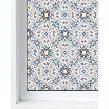 Vinilo Ventanas Azul 39x100cm Hidráulico Tipo Oriental