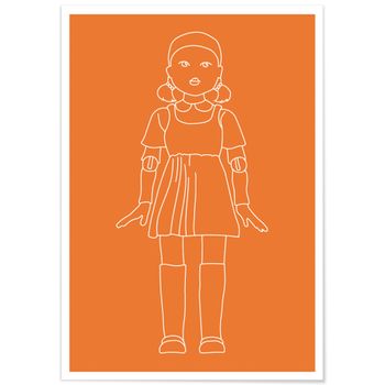 Cuadro De Aluminio Juego Del Calamar Muñeca Luz Roja, Luz Verde Naranja 35x50cm