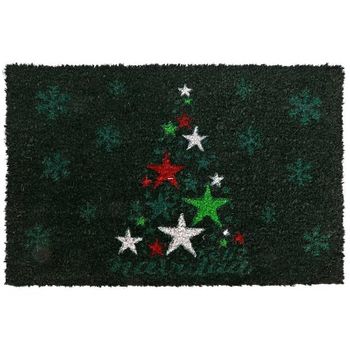 Felpudo De Navidad Diseño Estrellas Verde 60x40 Cm