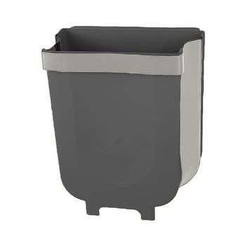 Papelera De Cocina Plegable 9l Con Colgador Negro/gris