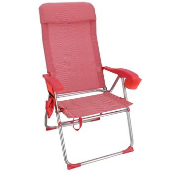 Silla Plegable Rojo Naranja 5 Posiciones 113 X 60 X 59 Cm