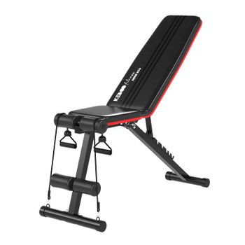 HOMCOM Banco Abdominales Plegable Ajustable en Altura con Soporte Poplíteo  Regulable Ideal Hogar y Gimnasio 137x51x50-66 cm Negro