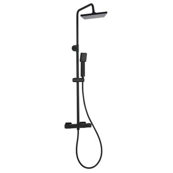 Columna De Ducha K2o Chillout Sea 83-119cm Diseño Cuadrado Negro Mate - Grifo Termostático, Altura Regulable, Ducha De Mano