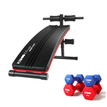 Pack Banco De Musculación Keboo Fitness Serie 300 145x47x70 Cm Y 4 Mancuernas Para Diferentes Niveles De Entrenamiento