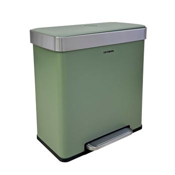 Cubo De Basura Y Reciclaje Catterhouse Planeta 60l 58x35,5x60 Cm De Metal Con Pedal, Cubos Extraíbles Y Cierre Suave