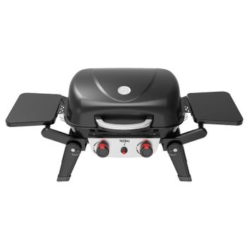 Barbacoa De Gas De Mesa Portátil Kekai Erie 96,8x47,9x36 Cm 5 Kw | 2 Quemadores, Termómetro, Mesas Laterales, Parrilla Y Plancha