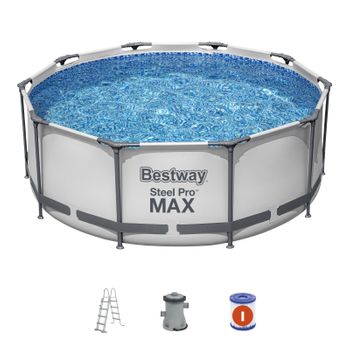 Piscina Desmontable Tubular Bestway Steel Pro Max 305x100 Cm Con Escalera 76x119x163 Cm | Depuradora Cartucho 1.249 L/h