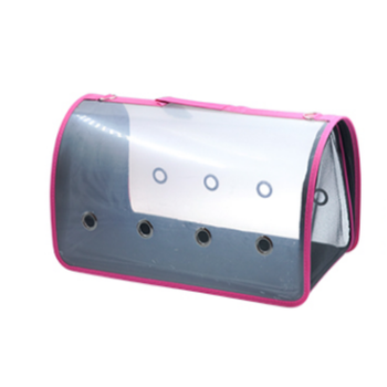 Transportín Perro Gato Bolsa Transporte Transparente Transpirable Ventilado Cachorros Rosa 27x28x49cm